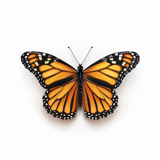 Monarch butterfly clipart in realistic style with shadows
