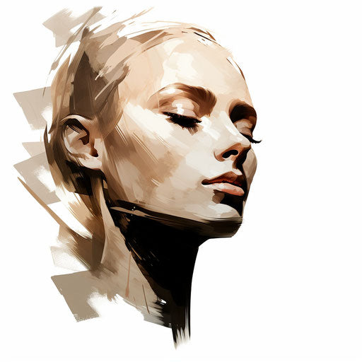 Illustration of a head in the style of Chiaroscuro Art, on white background