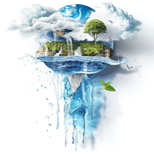 Realistic water cycle clipart on flat white background
