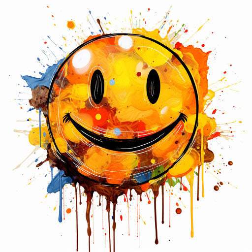 Smiley clipart in the style of Oil painting, on a white background