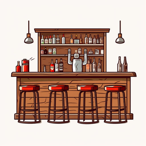Minimalist style bar illustration, on white background