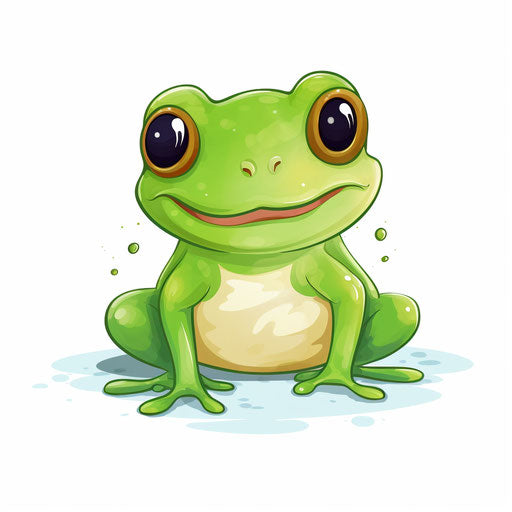 Cute frog clipart in minimalist style, on white background