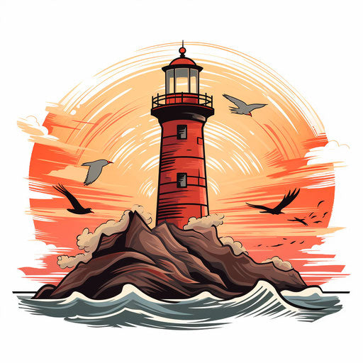 Lighthouse clipart in the style of Chiaroscuro Art
