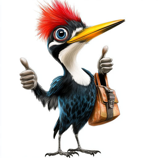 Humorous caricature of a woodpecker caricature clipart with human characteristics