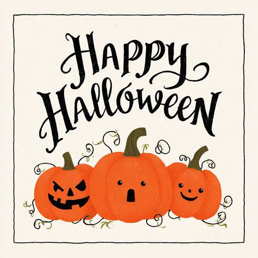 Happy Halloween with cheerful pumpkins and smiles
