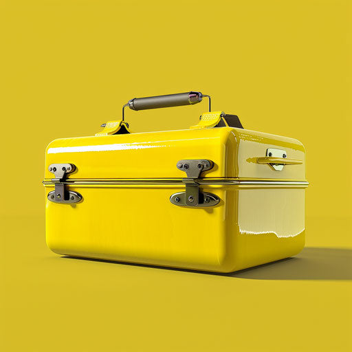 Toolbox clipart on chartreuse background, surreal brightness