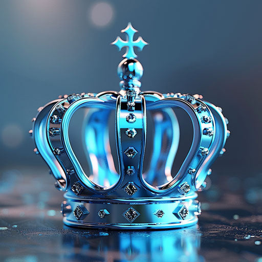 Crown logo in blue and silver on modern background