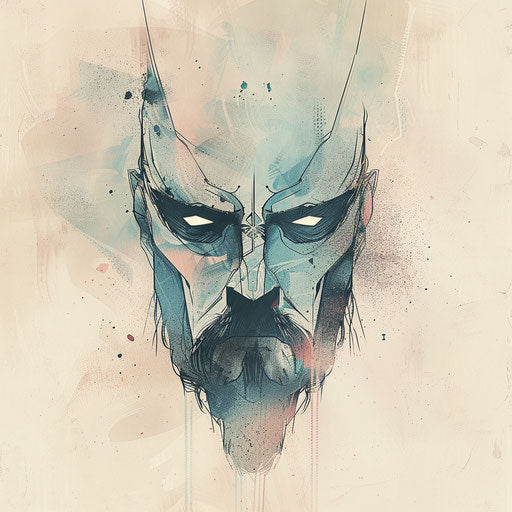 Stylized tattoo sketch of Thor's face