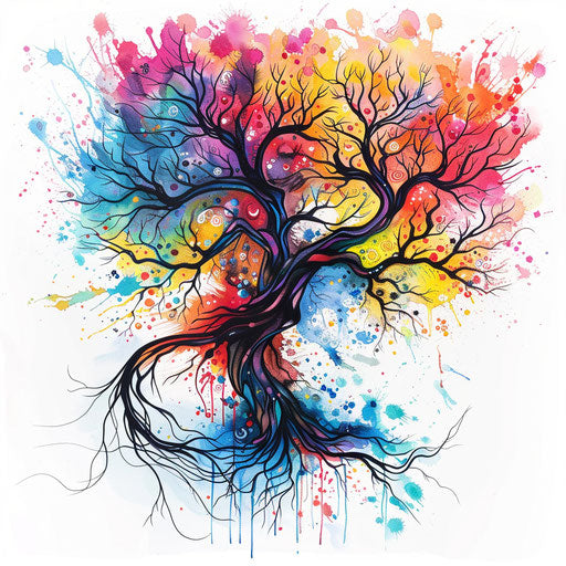 Abstract tree of life tattoo illustration