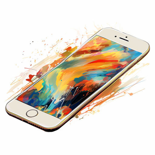 Impressionistic Art style smartphone clipart, on white background