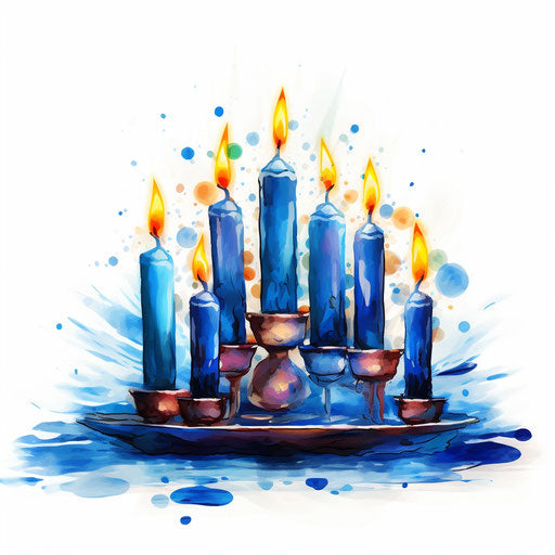 Hanukkah clipart in the style of Impressionistic Art, on white background