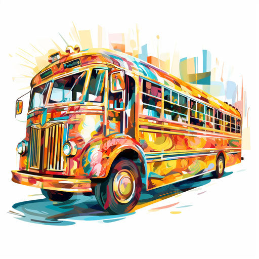 Jeepney clipart in the style of Impressionistic Art