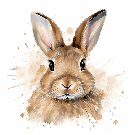 Bunny face drawing in the style of Oil painting, on a white background