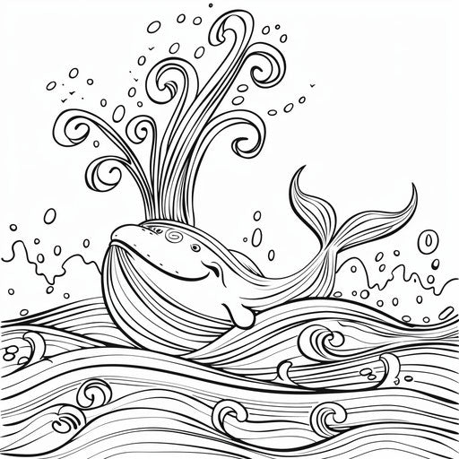 Joyful whale splashing water in the ocean