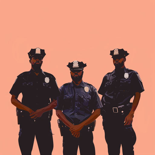 Realistic police illustration on flat pastel peach background