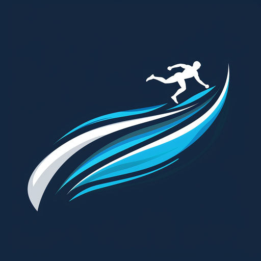 Fitness logo with dynamic swoosh on dark blue background