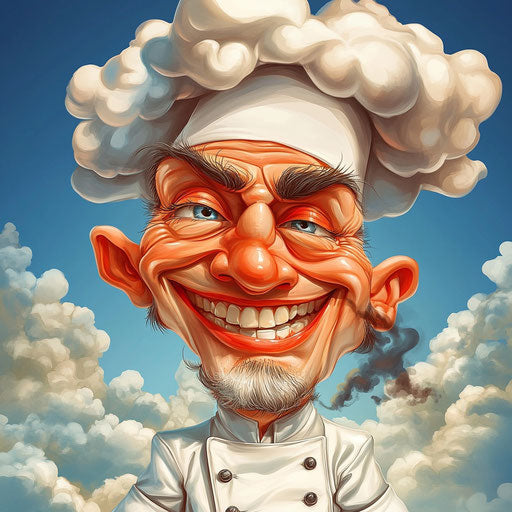 Humorous caricature of a cooking cartoon