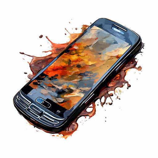 Mobile phone clipart in the style of Oil painting, on a white background