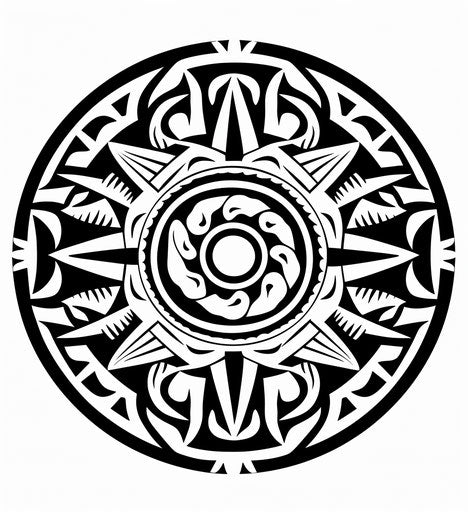 Black and white tribal tattoo drawing on white background