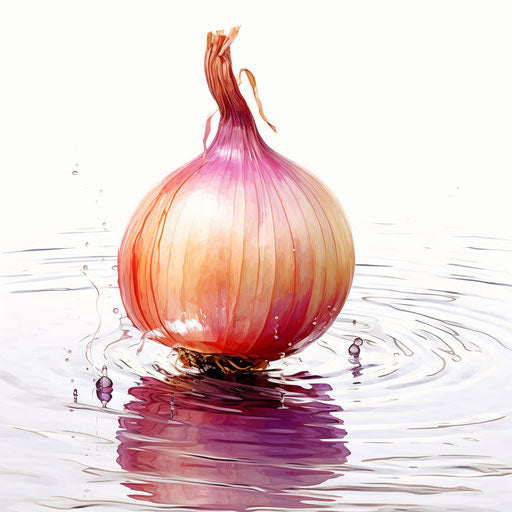 Onion clipart in the style of Impressionistic Art, on white background