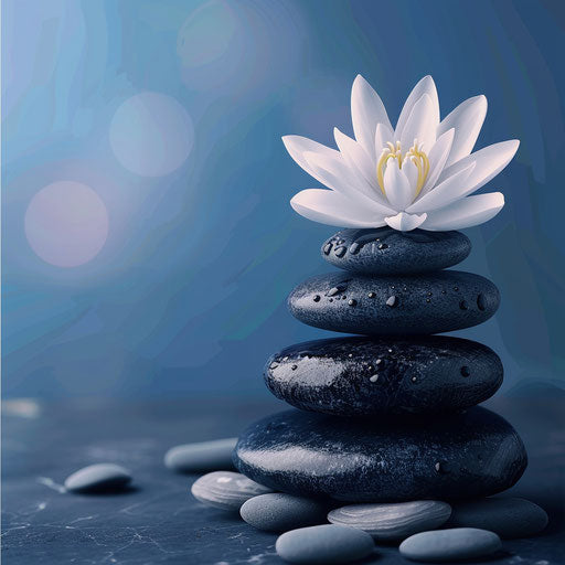 Realistic massage clipart on flat indigo background