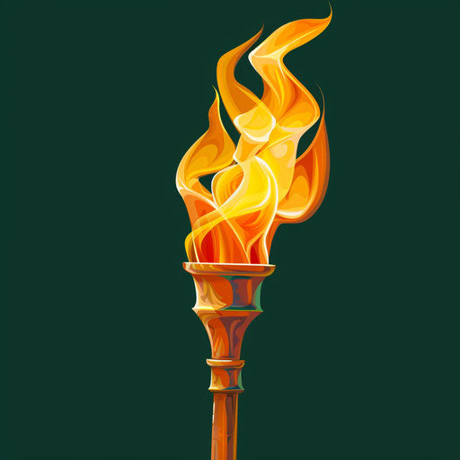 Realistic torch clipart with flat random color background