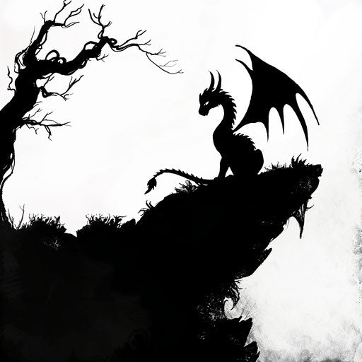 Small dragon silhouette, in the style of Peter Jackson