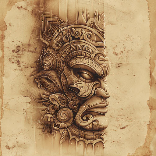 Vintage-style tattoo sketch with sepia tones