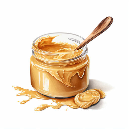 Peanut butter clipart in the style of oil painting on white background