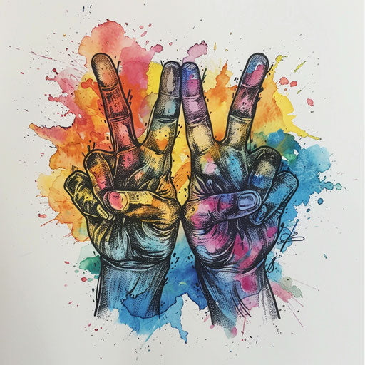 Contemporary peace tattoo sketch in flat style