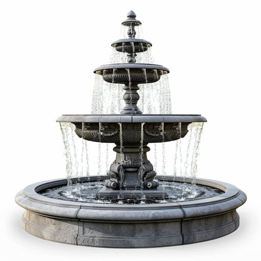 Photorealistic fountain illustration on flat white background