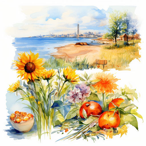 Summer images in the style of Oil painting