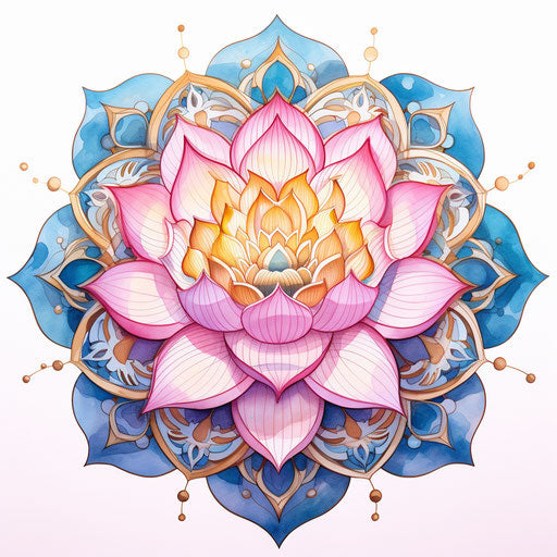 The icon of lotus flower in pink and blue is beautiful