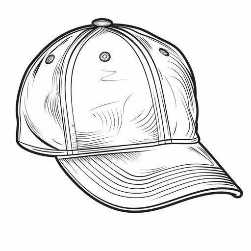Baseball cap with team logo. Coloring book page