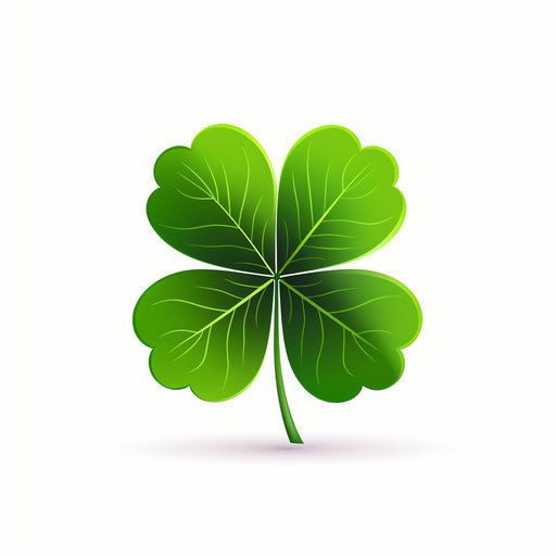 Minimalist style 4 leaf clover clipart, on white background