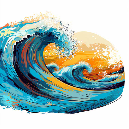Impressionistic wave illustration on white background