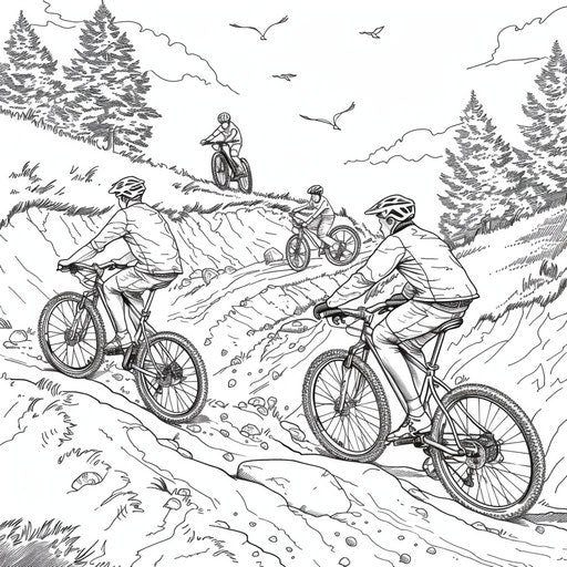 Playful friends racing bicycles