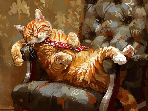 Cat with tie on an office chair