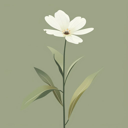 Realistic flower clipart with muted olive background