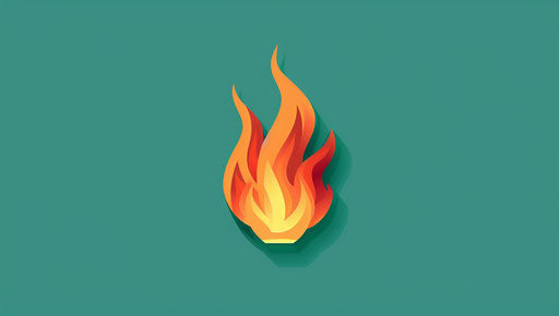 Fire icon on green background, vibrant cartoon style