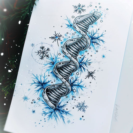 Winter-themed DNA tattoo sketch