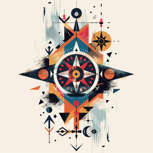 Abstract Viking compass tattoo sketch