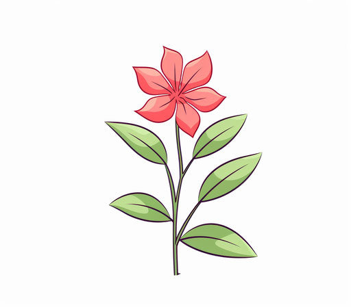 Easy to draw flower and leaves, light red and light green style, simplistic cartoon, caffenol developing 91:80