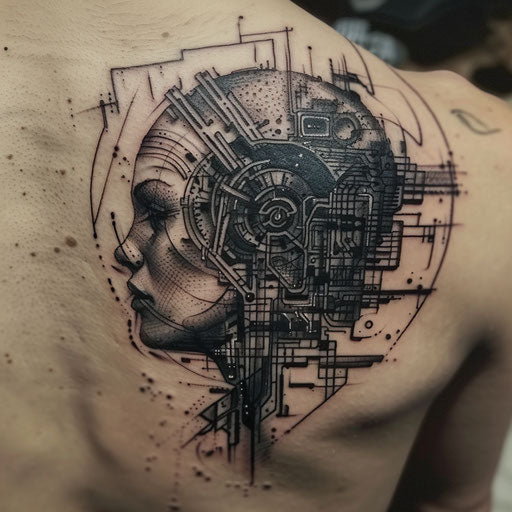 Depression tattoo with sci-fi aesthetics