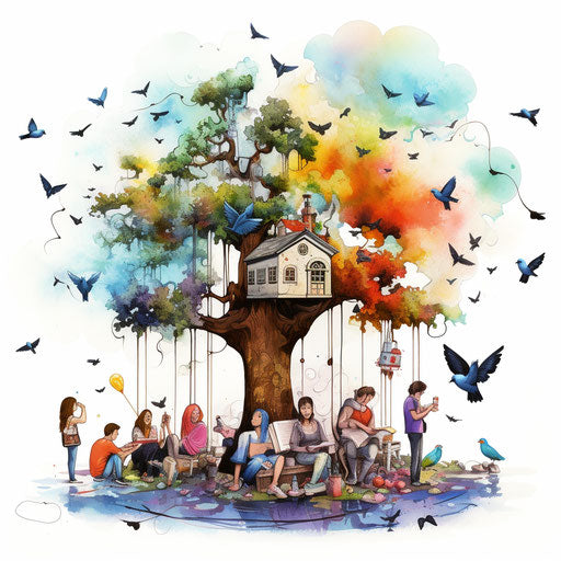 Social illustration in the style of oil painting