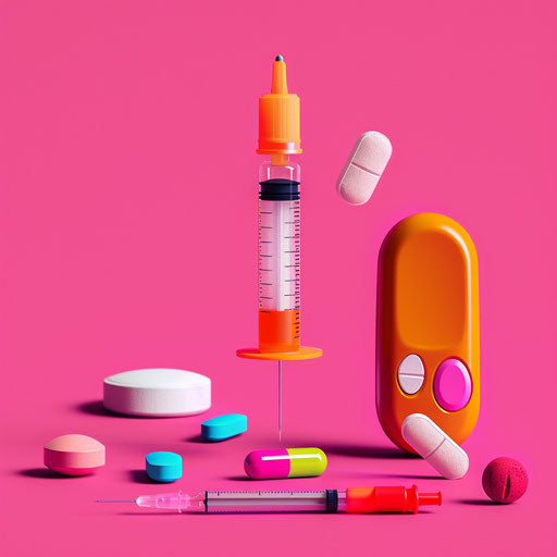 Diabetes clipart on bright magenta background with intense color