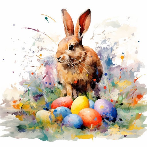 Impressionistic Easter clip art on white background