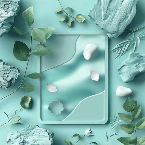 Photo-realistic illustration on flat and serene aqua background