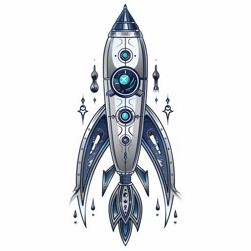 Russian space rocket in flat tattoo style