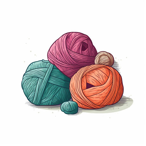 Minimalist style yarn pattern, on white background